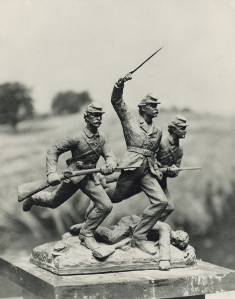 Sculpture of "The Charge of the Fifteenth Wisconsin Regiment." Sculpture by Jacob Fjelde.