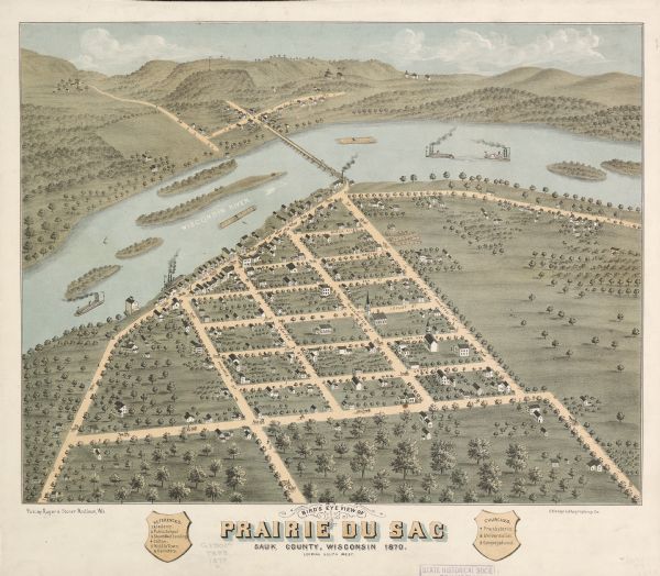 Bird's-eye map of Prairie du Sac.