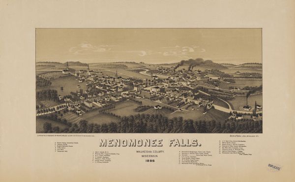 Bird's-eye map of Menomonee Falls.