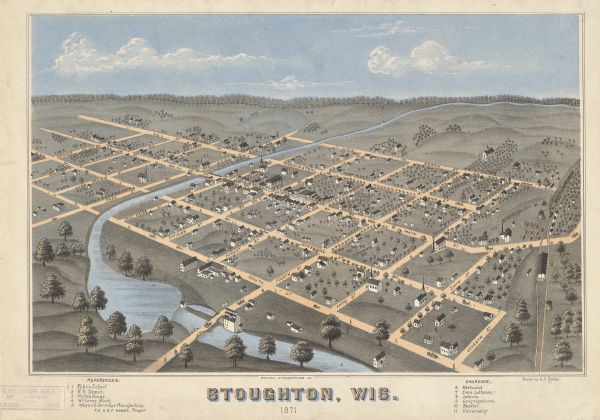 Bird's-eye map of Stoughton.