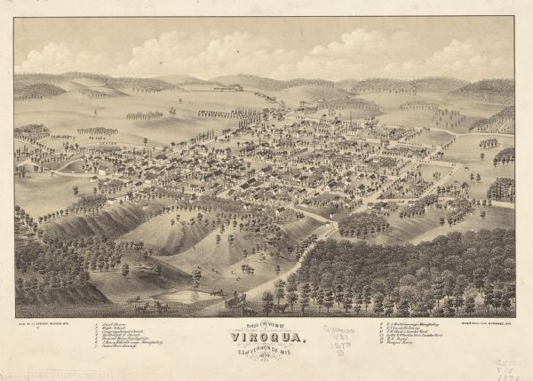 Bird's-eye view of Viroqua, county seat of Vernon County.