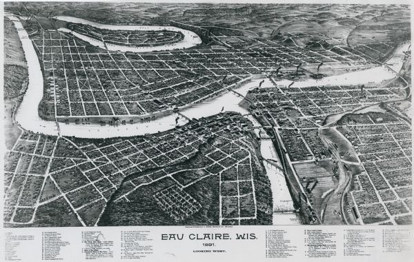 Bird's-eye view of Eau Claire.
