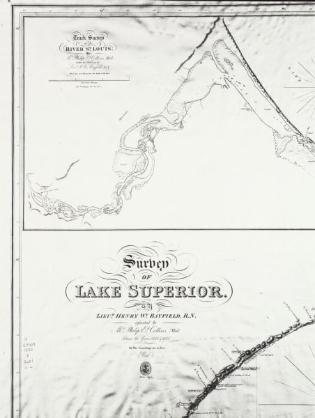 Portion of a map showing a survey of Lake Superior including the River St. Louis.