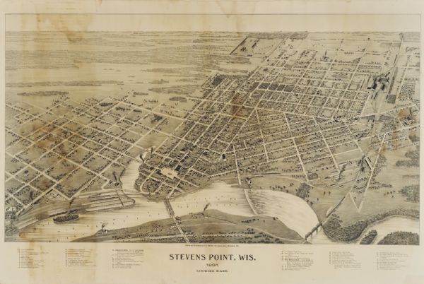 Stevens Point Wisconsin Looking East Map Or Atlas Wisconsin   1006000136 L 