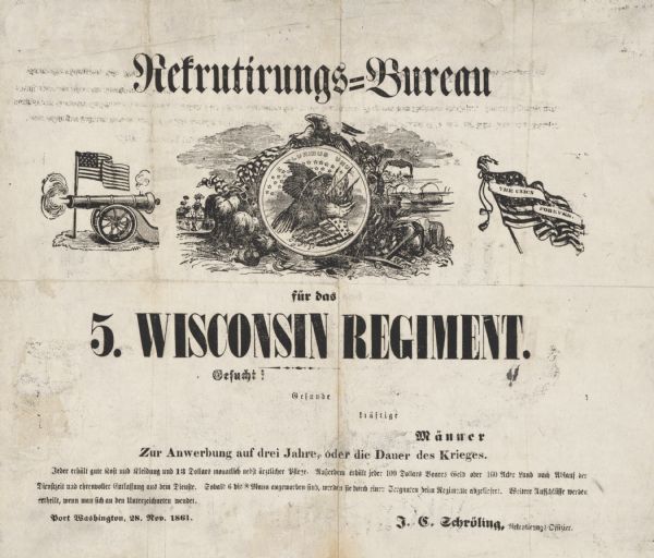 Recruitment Poster in German | Poster | Wisconsin Historical Society