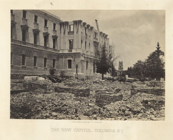 Construction on the new capitol building. A church is behind the construction.<br>Plate 52</br>