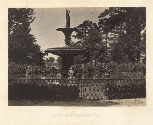 A large fountain with statues. Two (Union?) soldiers are on the far side.<br>Plate 78937</br>