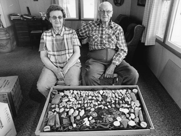 Vernon and Cathrine Steger proudly display a lifetime collection of Native American artifacts found on their farm.
