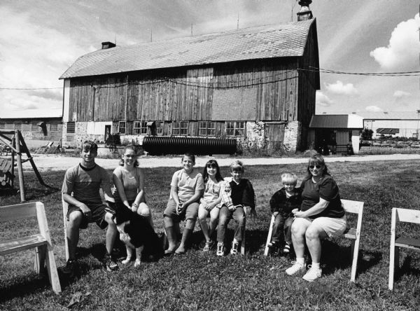 Ellie Pastorius and grandchildren were photographed at N9299 Hwy AY. Grandchildren, from left: Josh, Marcia, Brandon, Brittany, Sage, and Cauy.