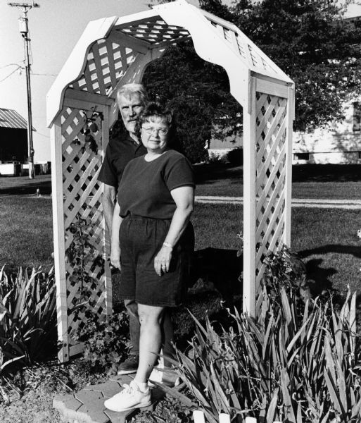 Fritz and Sandy Grulke have a nice trellis at the entrance to their garden.