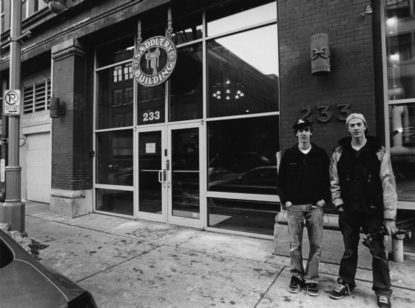 "This is the famous Milwaukee Ale House located at 233 N Water Street. Standing in front are Ethan A Casper and Parker Hren. This is the first time we have been to two different fish fry places the same day."