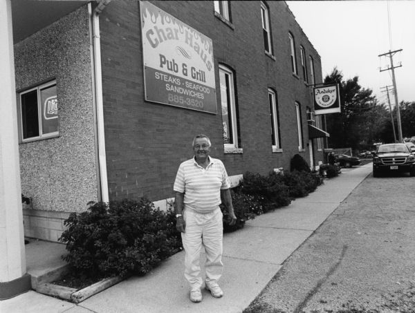 "Ward Woltman, Oak Grove, poses at Char [Haus] Pub and Grill, 400 South Center Street, Beaver Dam."