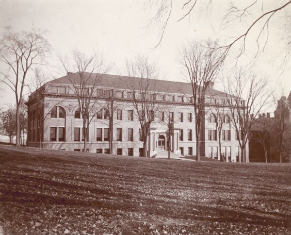 View across Bascom Hill of the old engineering building at 1000 Bascom Mall. The building now houses the School of Education.