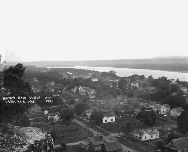 View from bluff of Cassville with the Mississippi River in the background.
