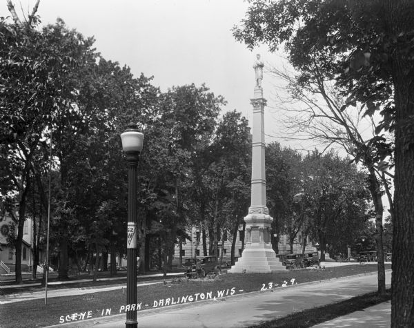 A small park in a median of Main Street. The park houses the Soldiers and Sailors of the Civil War memorial.