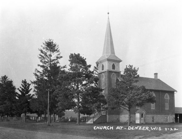 Exterior of the Methodist Church and the Denzer Cemetery.