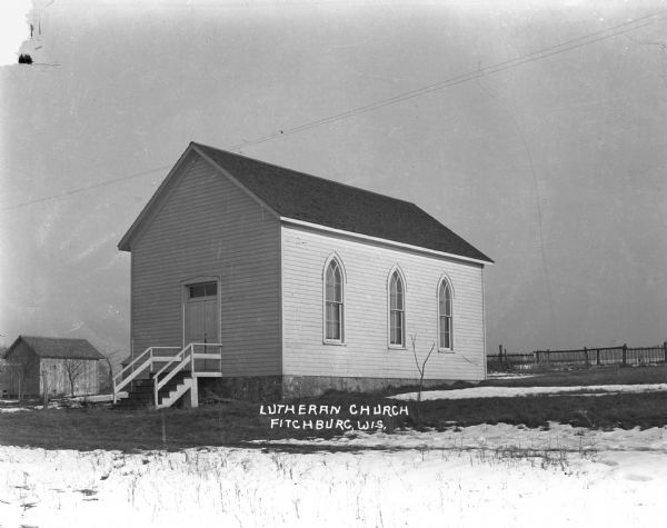 Exterior of the Lutheran Church during the winter.