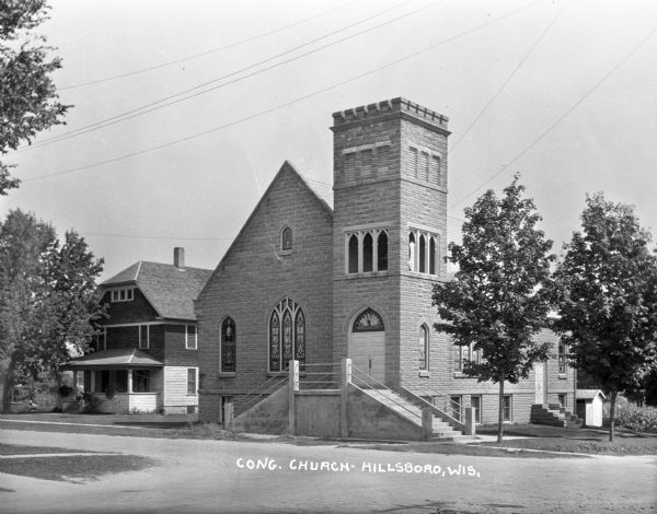 The Congregational Church on the corner of the street.
