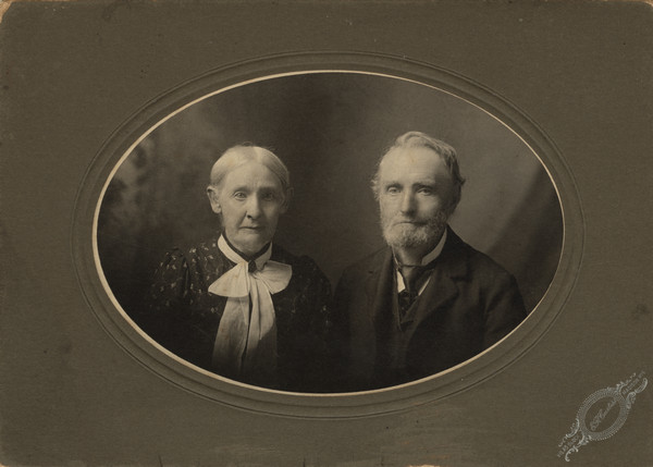 Oval matted portrait of the Atwoods, Sherwin Gillett's maternal grandparents.