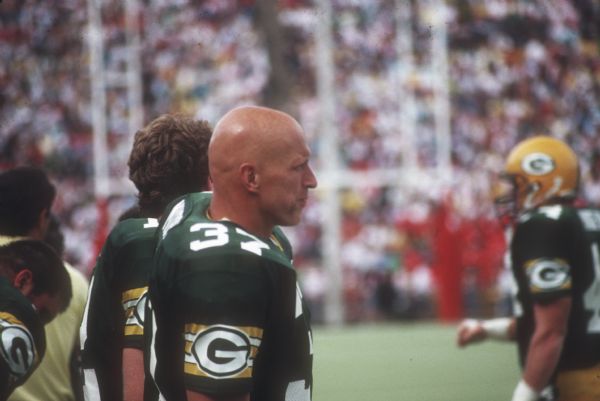Green Bay Packers defensive back Mark Murphy (#37) stands on the sideline during a preseason game against the Washington Redskins at Camp Randall Stadium in Madison, WI. The Packers lost 0 to 33.