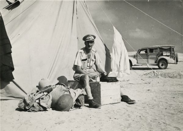 This portrait of CBS reporter Cecil Brown, then based in Rome, was taken during his tour of North Africa. It was later used as the cover illustration for his book, "Suez to Singapore".