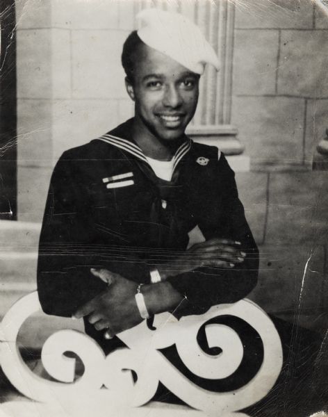 A portrait of Lewis Arms in uniform after he was discharged from the Navy.