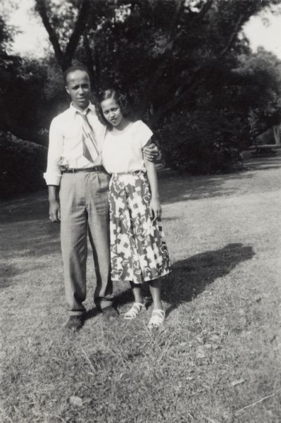 Lewis Arms poses with his sister Nedra at Brittingham Park.