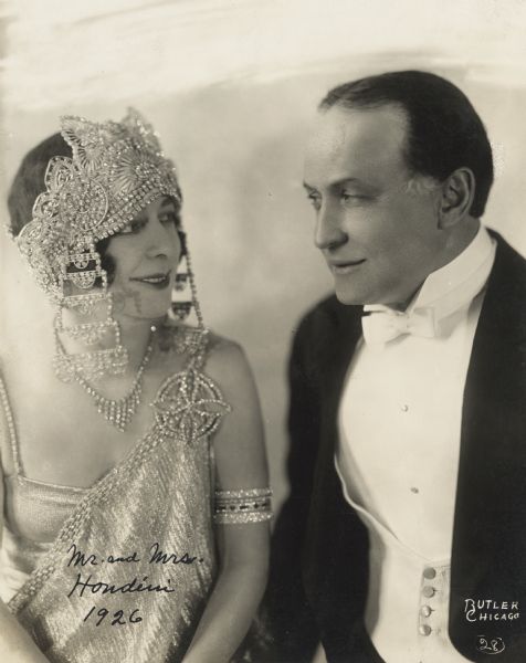 Harry and Bess (Beatrice) Houdini in formal attire, the year of his death from acute appendicitis.