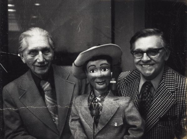 Madison television personality Howie Olson (right) with Cowboy Eddie and his friend magician Ben Bergor.