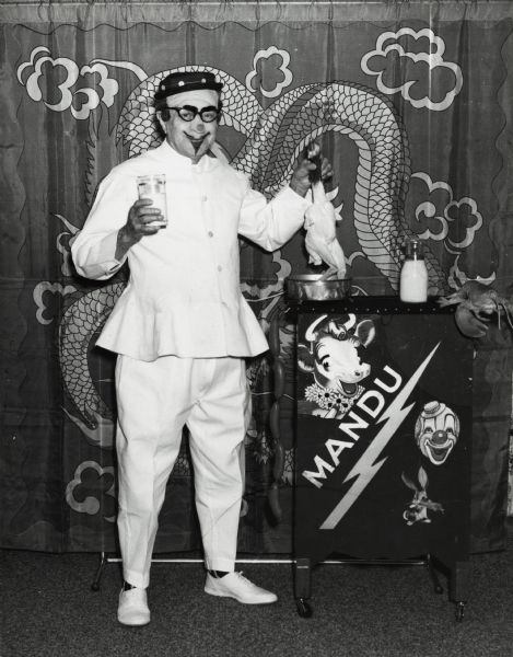 Doc Mann of Beloit, Wisconsin, who performed novelty entertainment and "top hat magic" as Mandu the magician.