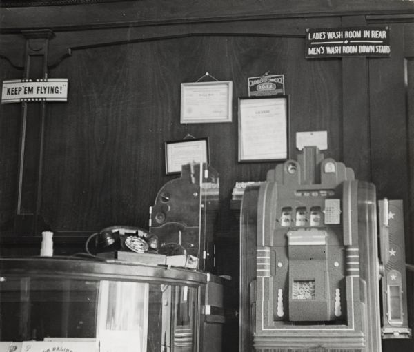 An illegal gambling machine in a tavern.