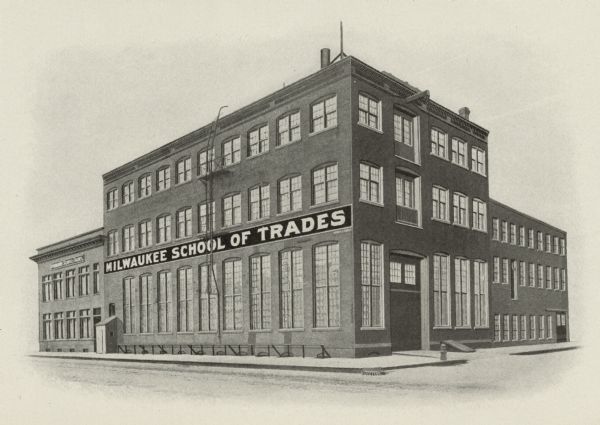 An exterior view of the Milwaukee School of Trades.