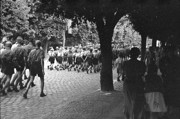 German youth marching during a Nazi rally in Danzig.