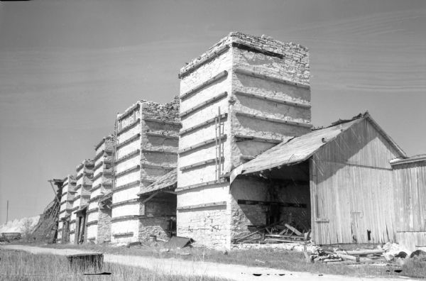 A row of lime kilns.