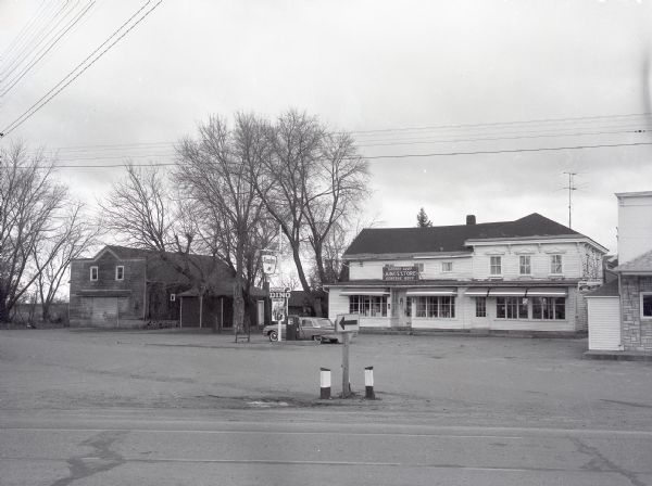 Exterior of Jung's General Store/Gas Station/Barber Shop.
