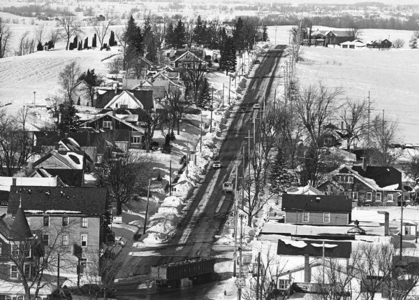"View from the water tower looking north up Milwaukee (Main) Street."