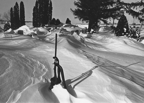 "Union Cemetery — The graves are awash in snow in the aftermath of the late January snowstorm."