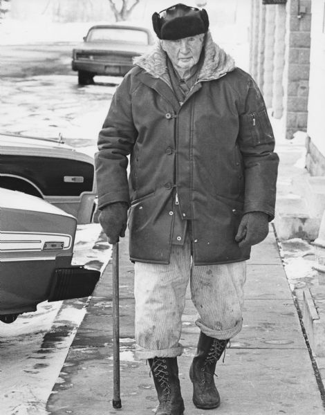 "Ed Radke, who celebrated his 91st birthday on Feb. 5, routinely walks downtown from his home on the north end of the village. Ed, who needs no eyeglasses, also is a familiar figure driving his car and farm tractor."