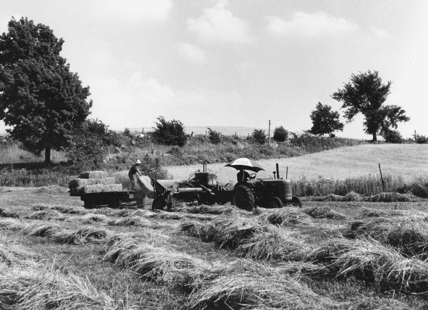"Hay was being made on the Edwin Schnitzler farm on Doyle Road."