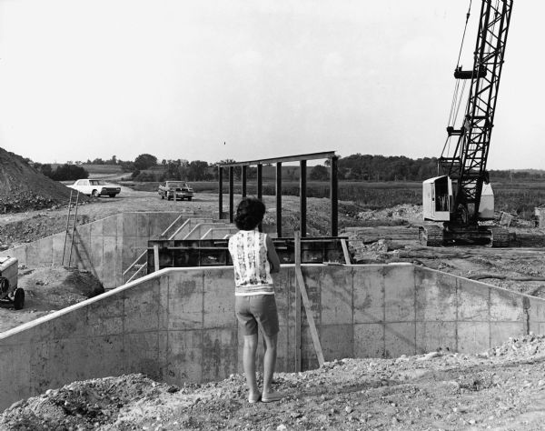 "Construction of the dam in Theresa Marsh."