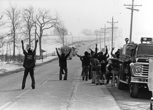 "Lomira High School's girls receive a rousing reception on their return from Madison."