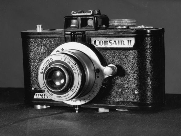 "The Corsair II was a Universal Camera Corp. model that was introduced in 1939.  It was cheaply made & had a faulty film advance.  The camera was purchased when the photographer was in 10th grade & was helpful in understanding the relationship of f:stops & shutter speeds."