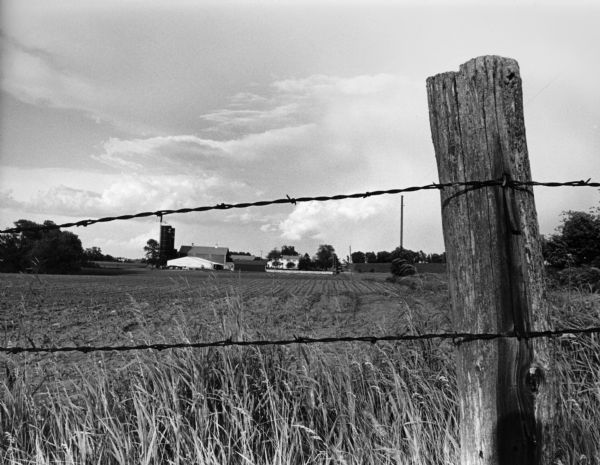 "The Fred Grulke farm on McArthur Road is framed by this fence on Cty. AY."