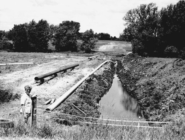 "This photo of the pipeline looks north on the Larry Luhn farm. The opposite looks south from the same point on the farm."
