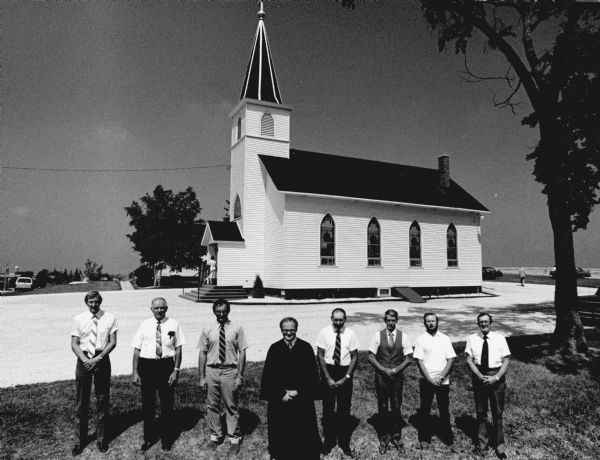 "Pastor Robert Nolden & Coucilmen posed at Zion Lutheran Church as they celebrated their 125th anniversary."