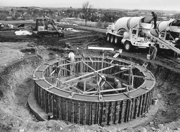 "The base of the new water tower is now taking shape."