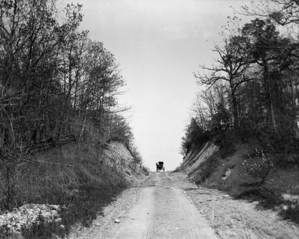 A horse and buggy riding down Loock's Hill.
