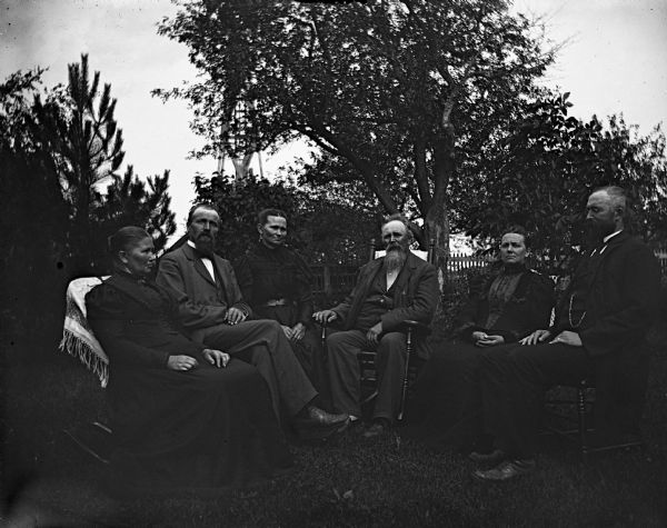 Group portrait of six Krueger brothers and sisters.