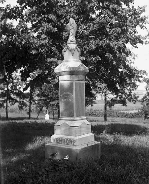 Wendorf family monument located within Oak Hill cemetery.