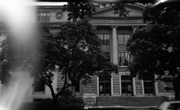 View of the facade of the National Geographic Societies Administration Building from the street.